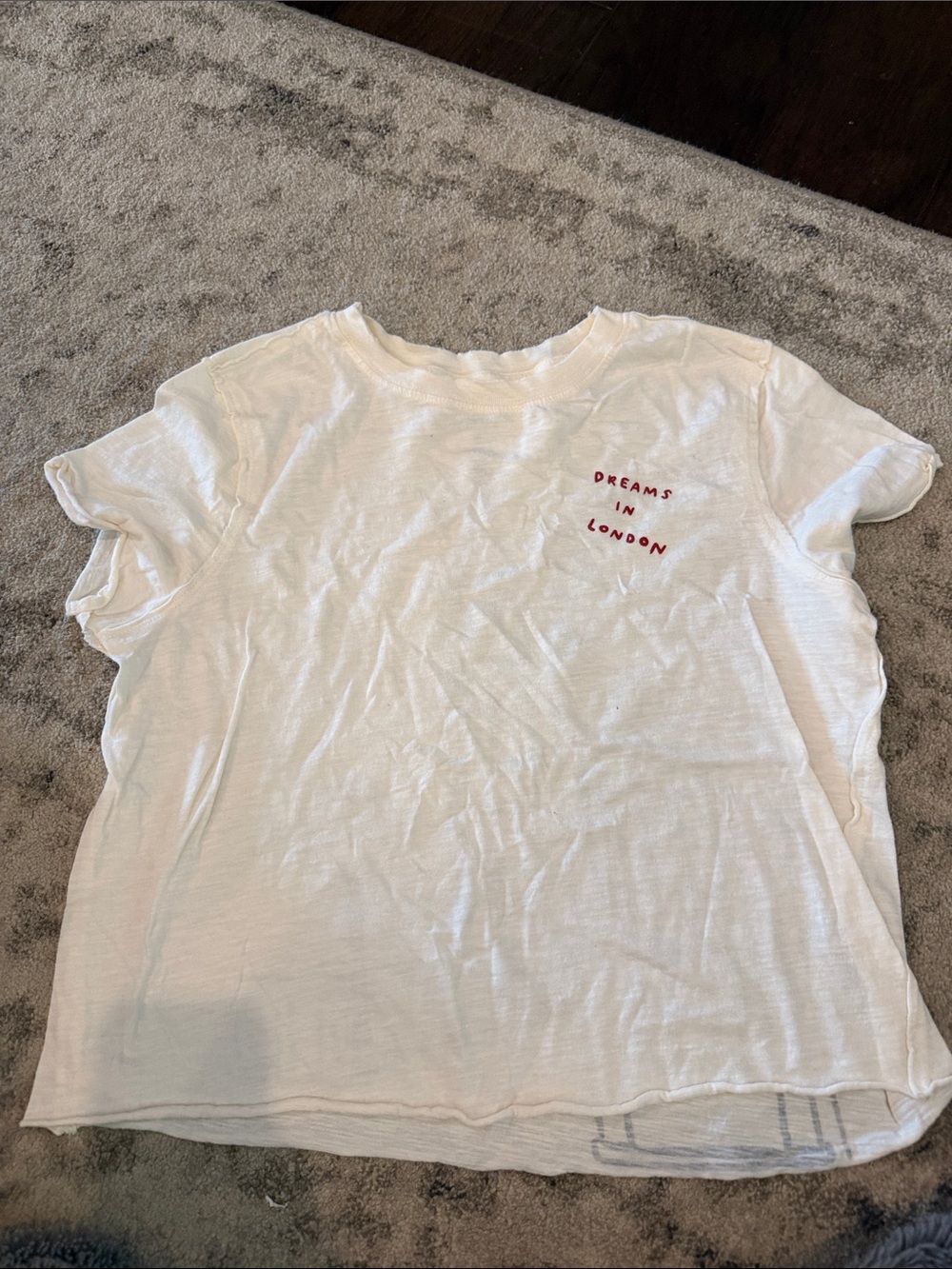 White Graphic Tee — "Dreams in London" NWOT